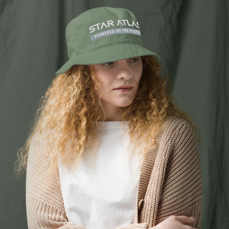 Star Atlas Streetwear Organic bucket hat - unisex - grey / white - embroidered
