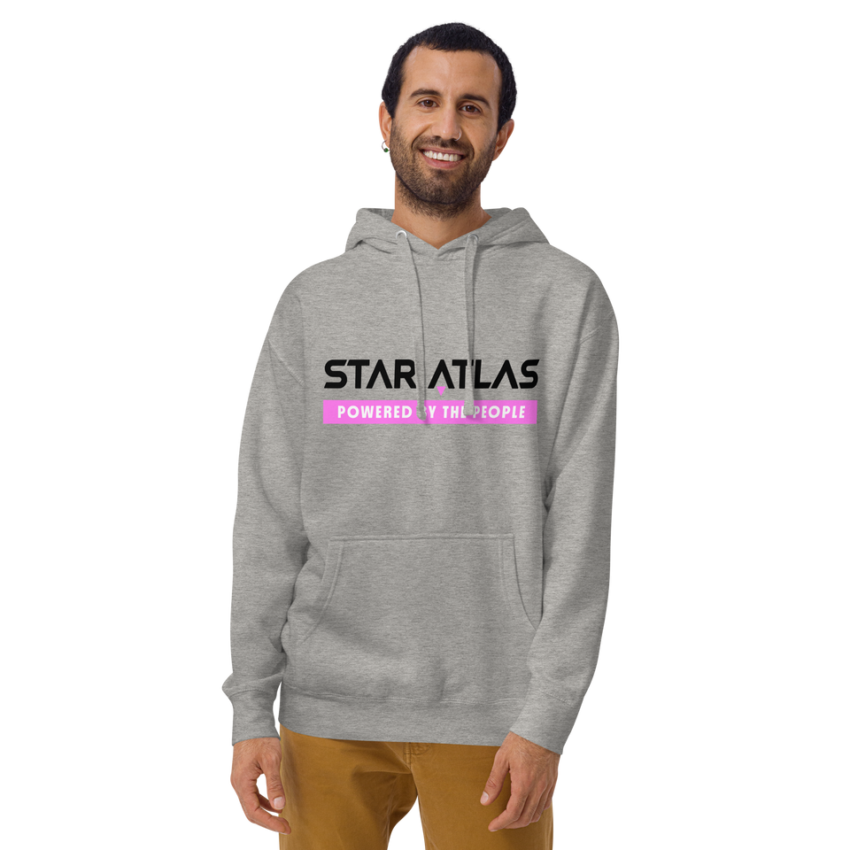 Star Atlas Streetwear Hoodie - unisex - pink / black - back arrow