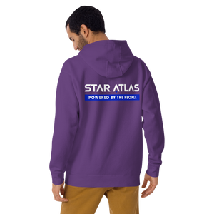 Star Atlas Streetwear Hoodie - unisex - blue / white - front arrow