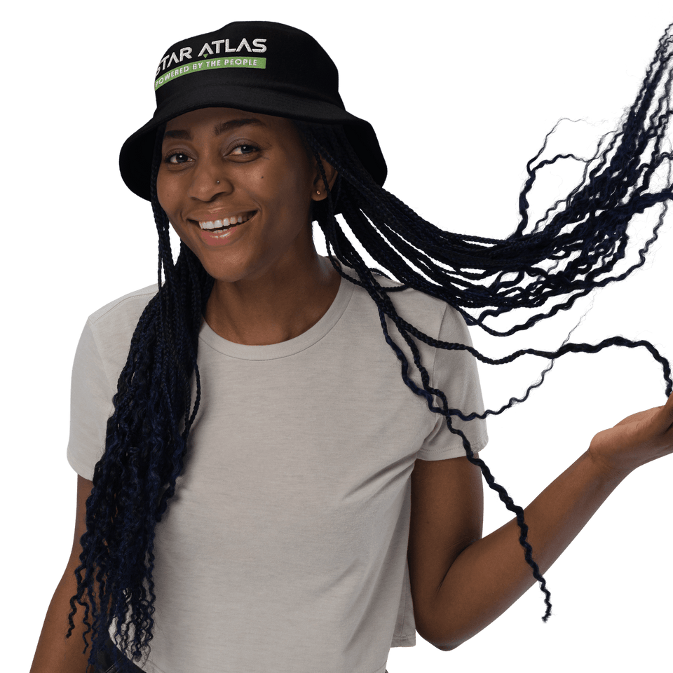 Star Atlas Streetwear Unstructured terry cloth bucket hat - unisex - kiwi green / white - embroidered