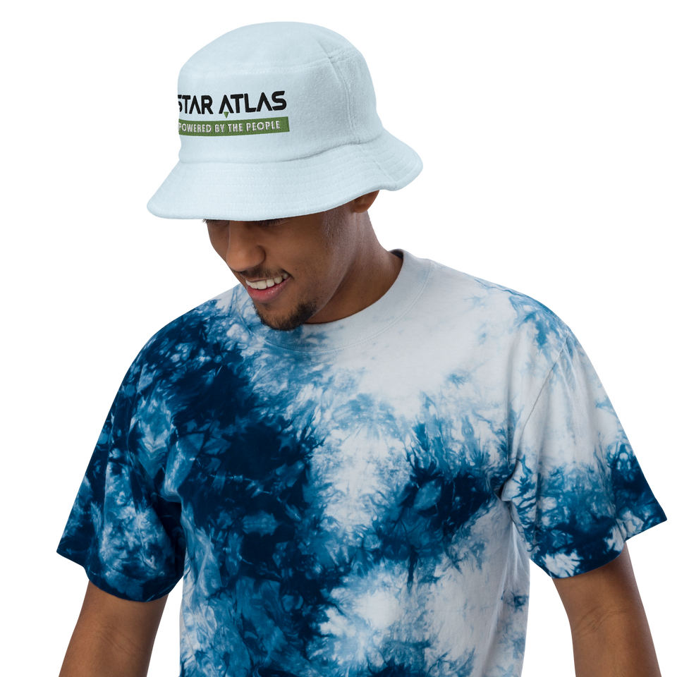 Star Atlas Streetwear Unstructured terry cloth bucket hat - unisex - green / black - embroidered
